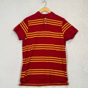 Vintage 90s Y2K Red & Yellow Striped Polo Shirt Large